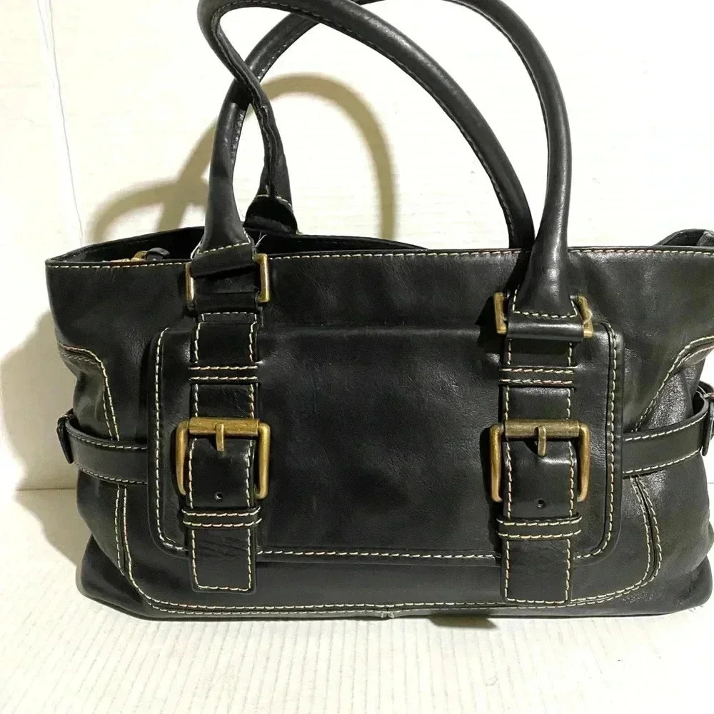 Michael kors black leather satchel handbag w